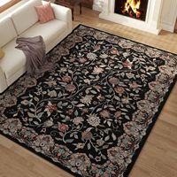 Tapis extra large noir vintage à motif floral Paisley, lavable, antidérapant, pour ferme, salle de jeux pour enfants, bureau, décoration intérieure