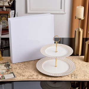 Soporte de Pastel de Cerámica de 2 Niveles en Oferta, Plato de Frutas Multinivel, Soporte de Exhibición, Vajilla Ecológica para el Hogar, para Uso en la Sala de Estar - Product Image 3