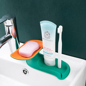 Aoniu Boîte à savon de bureau bicolore monocouche évidée Porte-savon mural créatif sans clou - Product Image 4