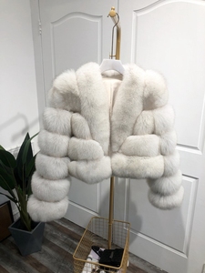 Cappotto di <span class=keywords><strong>Pelliccia</strong></span> Naturale Trendy, Stile Corto, con Colletto in <span class=keywords><strong>Pelliccia</strong></span> di Volpe Soffice e Grande per Donna - Product Image 5