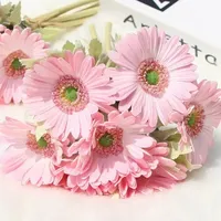 Buket Bunga Gerbera PU Buatan Dekorasi Pernikahan Bunga Palsu untuk Buket Pengantin Acara Pesta Pajangan Rumah Floral