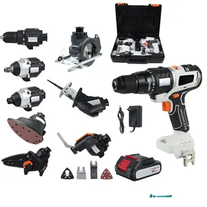 Professional 20V Multi-Head Cordless Power Tools Combination Kit Includes Electric Drill and Sander OEM Supported Tools Set