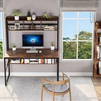 ÉCHANTILLON GRATUIT Bureau d'ordinateur avec clapier Bureau rustique Bureau d'étude Poste de travail d'écriture avec étagère de rangement sous le dessus pour bureau à domicile
