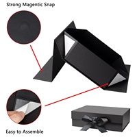 Boîte d'emballage en papier couché réutilisable à bas prix, design noir personnalisé, avec magnétisme magnétique, sac en papier facile à plier, boîte-cadeau