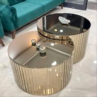 Ensemble de tables basses modernes en marbre Mobilier élégant avec miroir pour le salon et la salle à manger Table basse ronde noire