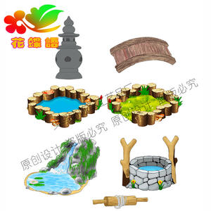 Ornamenti in Resina Stile Retrò per Micro-Paesaggi, Faro del Lago di Pescara, Pozzo d'Acqua, Laghetto, Piccolo Ponte, Scenografia Fluviale - Product Image 5