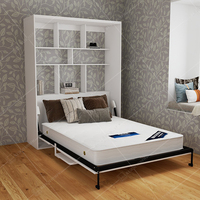 Lit escamotable moderne intégré de style européen avec bureau invisible Bibliothèque à panneau simple Lit escamotable escamotable