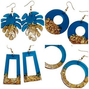 Boucles d'oreilles créoles en résine en forme de cœur, plaquées or, tendance, romantiques, nouveauté, classiques, bijoux à la mode, cadeaux pour femme - Product Image 2
