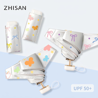 Parasol manuel ZhiSan mini, pliable en six sections, en aluminium argenté, avec fibre de polyester, polyvalent, protection solaire et pluie, UPF50+