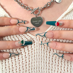 Diseñadores de verano 24 unids/set <span class=keywords><strong>bailarina</strong></span> larga corta diseño de uñas de estrella de cine de alta calidad prensa larga en uñas postizas cubierta completa - Product Image 6