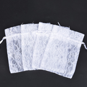 Sacs d'emballage en organza à cordon personnalisés en gros, 10x14cm, blancs transparents avec logo personnalisé pour cadeau de mariage - Product Image 4