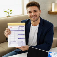 Bloc de papier autocopiant NCRCopy personnalisé en 2 feuillets, pour ordres de travail, factures et reçus de service, numéroté consécutivement, 8,5x11 pouces, 50 jeux