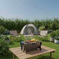 Brasero pliant moderne en acier pour jardin, barbecue, support de feu détachable, portable, facile à nettoyer pour le camping en extérieur