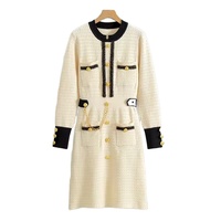 Robe d'été/automne personnalisée noire avec imprimé blanc Robe courte pour femmes Robe de plage bohème à manches longues pour filles