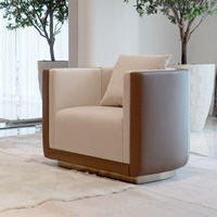 Fauteuil pivotant d'appoint en cuir bicolore pour salon, fauteuil barillet moderne avec coussin pour la maison