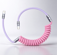 Kabel Data Tahan Lama Kabel Pengisi Daya Mobil Kabel Pengisi Daya Berwarna dengan Jalinan Fishnet Tipe c ke c Kabel USB Mobil Spring CarPlay untuk Ponsel