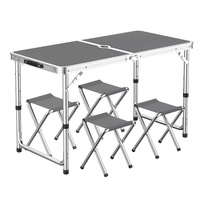 Ensembles de Table de Camping en aluminium pliable, Table et chaise de pique-nique en plein air Portable 4 sièges Structure pliable moderne
