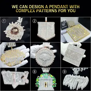 Custom Pass Diamond Tester Iced Out VVS Baguette Moissanite Silver 10K Gold Hip Hop Letter Name Chain Pendant Fine Jewelry Men