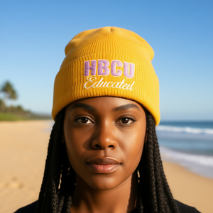 Gorro de Invierno Personalizado con Bordado Chenille Dorado, Estilo HBCU, Unisex, Ajustable, para Adultos, Casual, para Viajes y Actividades al Aire Libre - Product Image 2