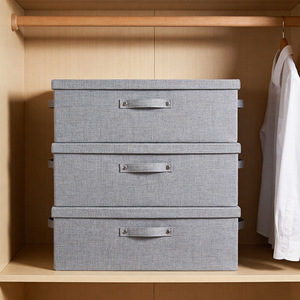 Under Bed Storage <b>Box</b> 30L 40L Gray Fabric Rectangular With Lid For Bedroom Organizing - Product Image 3