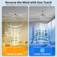 Ventilateur de plafond électrique décoratif simple en argent pour salon, 5 pales en bois, moteur DC, fonctionnement silencieux, homologué ETL pour usage domestique