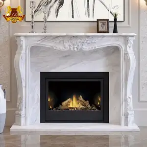 Best Selling Modern Decorative Natural White Carrara Marble French Fireplace Surround Marble French Fireplace