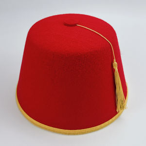 Chapeau Fez en velours <span class=keywords><strong>rouge</strong></span> unisexe pour adulte MH-3129 avec pompon doré ou noir, chapeau <span class=keywords><strong>marocain</strong></span> Shriner, tarbouche turque, fête - Product Image 4