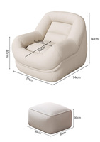 Pouf en velours côtelé confortable avec repose-pieds, canapé lounge individuel surdimensionné, chaise de sol douce rayée pour chambre, salon, appartement