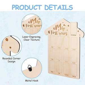 Tự Làm Bằng Gỗ Bé Của Năm Đầu Tiên Hình Ảnh Khung 12 Tháng Cột Mốc Gỗ Hội Đồng Quản Trị Hình Ảnh Hiển Thị Bé Giữ Khung Cho 1st Món Quà Sinh Nhật - Product Image 5
