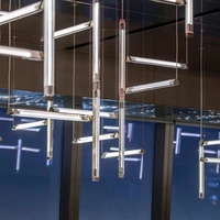 Lustre moderne personnalisé à LED, luminaire suspendu décoratif, cristal, acier inoxydable, escalier pour la maison, l'hôtel, carré