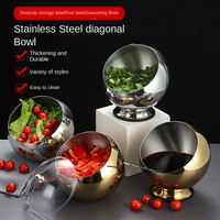 Conception moderne Petite marmite commerciale jetable Assaisonnement Buffet Réservoir en acier inoxydable 304 Couvercle de bol oblique Matériau métallique