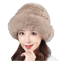 Chapeau en fourrure de lapin Rex pour femmes, chaud pour l'hiver, brodé à la main, réglable, durable, couleur personnalisée, haute qualité, pour usage extérieur