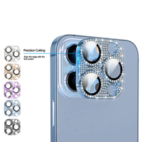 Protecteur d'écran d'objectif de caméra arrière en métal de luxe Bling Diamond pour iPhone 15 14 13 12 Pro Max 3D protecteur en verre trempé complet