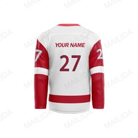 Maillot de hockey sur glace Maillots de hockey Rayures sublimées Patchs en sergé Logo de l'équipe Maillot de hockey Broderie personnalisée Uniforme de hockey sur glace