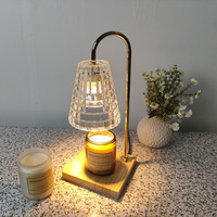 Lampe chauffe-bougie électrique en bois et métal avec lumière de fusion de cire pour bougies parfumées et décoration intérieure réglable