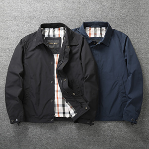 Nuovo Stile Giacca Bomber Casual Americana Retrò da Uomo in Tela con Colletto Alto Primavera Autunno Giovanile - Product Image 3