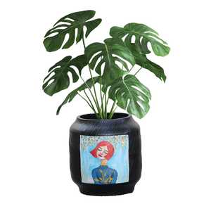 Pot de fleurs décoratif moderne noir pour bureau et intérieur, idéal pour la maison et la salle de séjour - Product Image 2