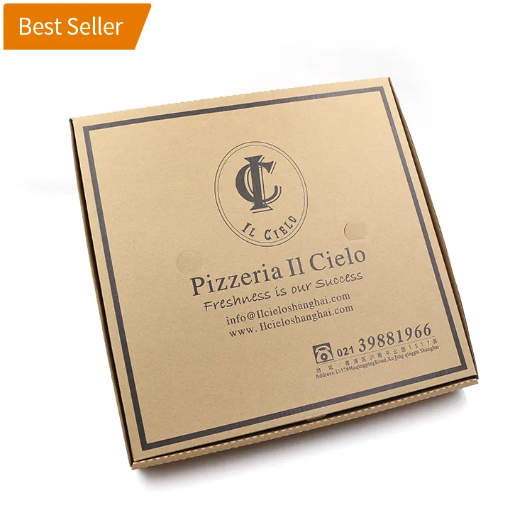 Custom Design Lebensmittel Box Well Papier Braun Pizza Box