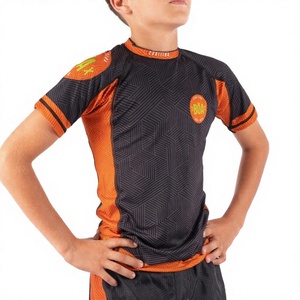 Rashguard personnalisé BJJ MMA pour adulte, manches courtes, extensible 4 directions, séchage rapide, compression, entraînement de grappling, ajusté, 240g - Product Image 1