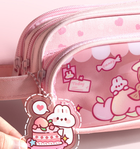 Mignon étui à crayons multifonctionnel en tissu grande capacité boîte à papeterie avec conception multicouche pour filles et enfants - Product Image 5