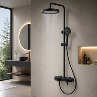 Ensemble de douche mural pour salle de bain d'hôtel avec pommeau de pluie et mitigeur 3 voies