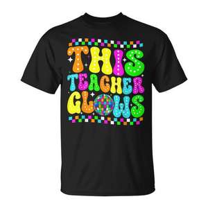 T-shirt This Teacher Glows, style années 80 et 90, dernier jour d'école - Product Image 1
