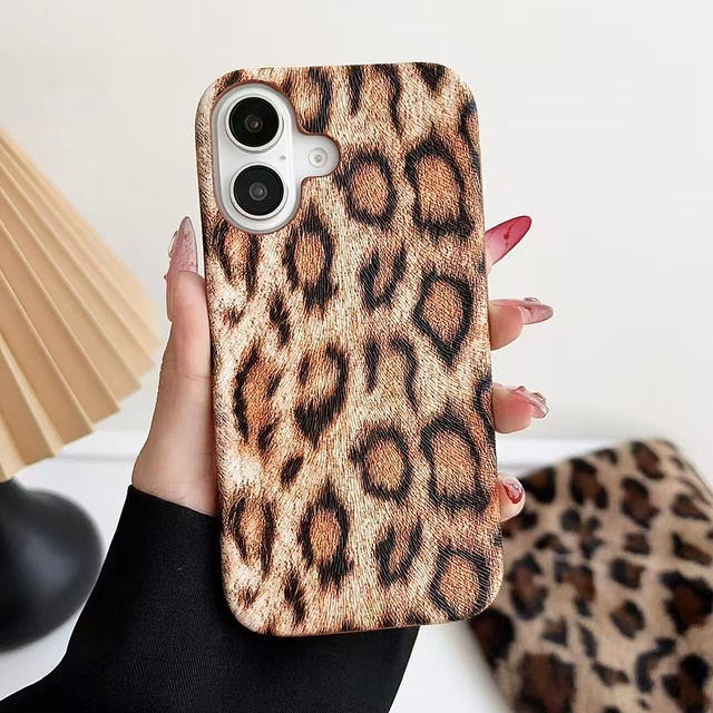 New Wholesale Camera Protection Design for Iphone Mobile Cell Phone Cover Luxury Pu Leather Leopard Phone Case