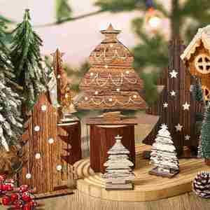 6Pcs Home Rustic Wood <b>Centerpieces</b> Table Wooden Signs <b>Christmas</b> Trees Tabletop Decor - Product Image 3