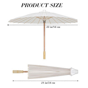 Vente en gros de parapluie en papier blanc japonais chinois populaire Parasol droit en bambou japonais pour bricolage artisanat mariages - Product Image 3