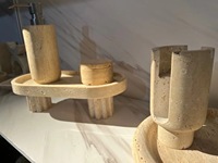 Découvrez l'élégance du bougeoir en forme de Y fabriqué à partir de pierre de grotte-Un ajout unique à votre décoration intérieure