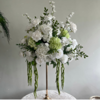 T-FT008 Ventes Flash Boule de fleurs artificielle en soie verte et blanche de 50 cm pour centre de table de mariage