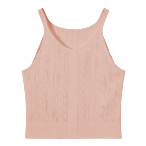 Top de punto sin tirantes con cuello en V estilo dulce para mujer, sin mangas, transpirable, de verano, blanco, para damas, al por mayor - Product Image 5