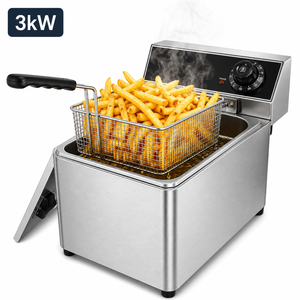 Friteuse électrique commerciale 3KW 8L en acier inoxydable à cuve unique pour comptoir, idéale pour restaurants, fast-foods et snack-bars - Product Image 1