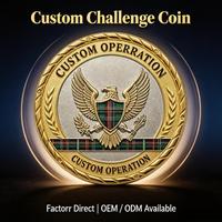Pièce de monnaie personnalisée en relief 3D, moulée sous pression, avec crête d'aigle, commémorative, couleur Tartan doré, bord plaqué métal, MOQ